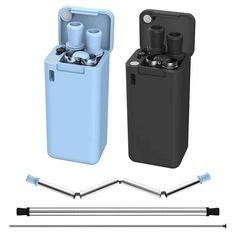 Reusable Straw with Hard Case Holder and Cleaning Brush (2-Pack)  product